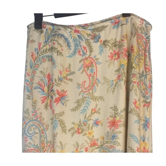 Talbots Size 8 Floral Leaf Print Wrap Midi Skirt - Picture 6 of 15